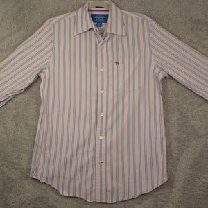 Vintage Abercrombie Fitch Y2K  Muscle Button Up Pink Sz M Striped Preppy